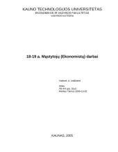 XVIII - XIX amžiaus mąstytojų (ekonomistų) darbai