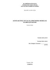 Konfliktinių situacijų sprendimo modeliai globos įstaigose