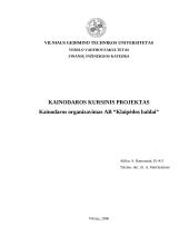 Kainodaros organizavimas: AB "Klaipėdos baldai"