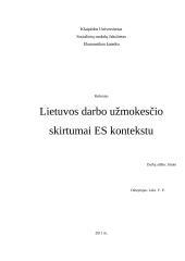 Lietuvos darbo užmokesčio skirtumai Europos Sąjungos kontekstu