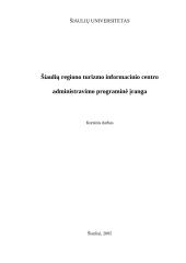 Šiaulių regiono turizmo informacinio centro administravimo programinė įranga
