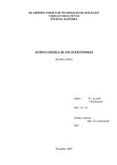 Audito rizika ir jos įvertinimas kursinis darbas