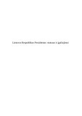 Lietuvos Respublikos Prezidentas: statusas ir įgaliojimai