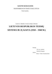 Lietuvos Respublikos teismų sistema ir jų kaita (1918 - 1940 metais)