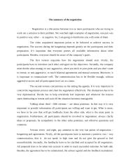 The summary of the negotiation