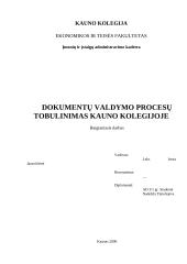 Dokumentų valdymo procesų tobulinimas Kauno kolegijoje
