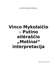 V. Mykolaitis-Putinas "Motinai"