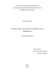 Optimizavimo uždavinių transporte sprendimas: Excel sistemos Solver programa
