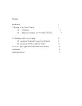 Cost of capital: meaning and valuation