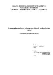 Demografinės aplinkos įtaka tarptautiniam ir nacionaliniam verslui