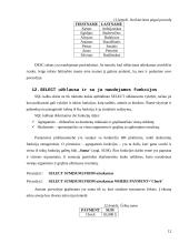 SQL kalboje naudojama užklausa [SELECT] ir pagrindinės jos funkcijos 12 puslapis