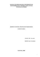 Įmonės finansų strategijos parengimas