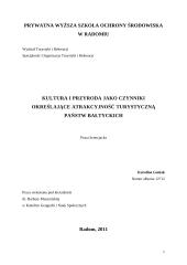 Kultura i przyroda jako czynniki określające atrakcyjność turystyczną państw Bałtyckich