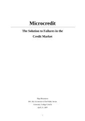 Microcredit. The solution to failures in the credit market 1 puslapis
