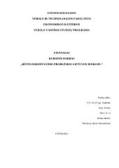 Būsto kreditavimo problemos Lietuvos rinkoje