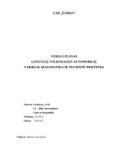 Verslo planas: lengvųjų Volkswagen automobilių variklių diagnostika ir techninė priežiūra UAB "Žaibas"
