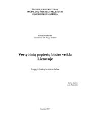 Vertybinių popierių biržos veikla Lietuvoje
