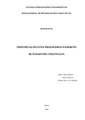 Individualizuotos programos paskirtis ir sudarymo strategija 1 puslapis
