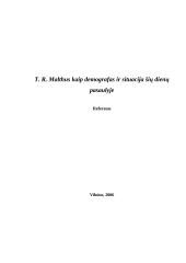 T.R. Malthus kaip demografas. Situacija šių dienų pasaulyje