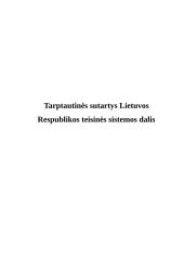 Tarptautinės sutartys - Lietuvos Respublikos teisinės sistemos dalis