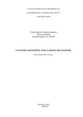 Valstybės ekonominė veikla rinkos mechanizme