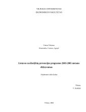 Lietuvos savižudybių prevencijos programos 2003-2005 metams efektyvumas