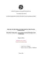 Smulkių ir vidutinių statybos įmonių strategijos formavimas