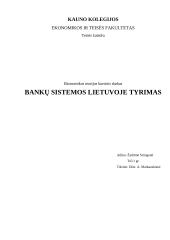 Bankų sistemos Lietuvoje tyrimas