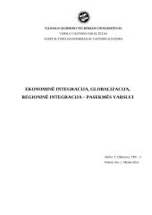 Ekonominė integracija, globalizacija, regioninė integracija – pasekmės verslui 1 puslapis