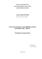 Naujų ir naudotų automobilių kainų dinamika 2000 – 2004 metais