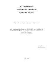 Transporto įmonių ekonomika ir valdymas: baldų pervežimas UAB "Erikiukas"