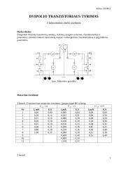 Dvipolio tranzistoriaus bei jo veikimo tyrimas