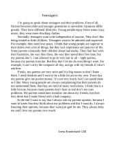 Teenagers and their problems