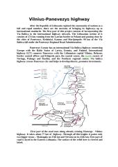 Vilnius - Panevėžys Highway