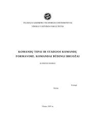 Komandų tipai ir stadijos komandų formavime. Komandai būdingi bruožai