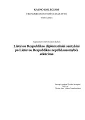 Lietuvos Respublikos (LR) diplomatiniai santykiai po Lietuvos Respublikos (LR) nepriklausomybės atkūrimo