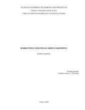 Marketingo strategija skirta eksportui