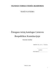 Žmogaus teisių katalogas Lietuvos Respublikos (LR) Konstitucijoje