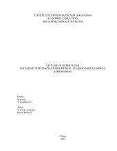 Socialinė integracija visuomenėje, jaunimo išsilavinimas, įdarbinimas