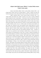 Julijono Lindės-Dobilo romano “Blūdas” ir Lazdynų Pelėdos romano “Klaida” kritinė analizė