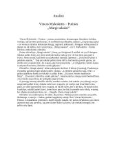 V. Mykolaitis-Putinas "Margi sakalai" - analizė