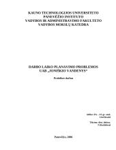 Darbo laiko planavimo problemos: UAB "Joniškio vandenys"