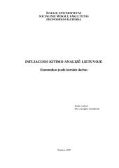 Infliacija ir infliacijos kitimo analizė Lietuvoje