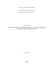 Lyties ir sportinių pasiekimų ryšys su plaukikų asmenybės eksternalumu ir internalumu