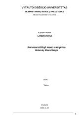 Renesansiškoji meno samprata lietuvių literatūroje