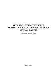 Nedarbo lygio statistinis tyrimas Vilniaus apskrityje ir jos savivaldybėse