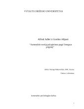 Alfred Adler ir Gordon Allport. Asmenybės teorijų palyginimas pagal žmogaus prigimtį