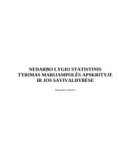 Nedarbo lygio statistinis tyrimas Marijampolės apskrityje ir jos savivaldybėse