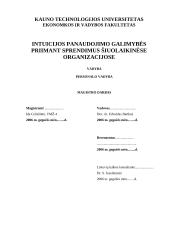 Intuicijos panaudojimo galimybės priimant sprendimus šiuolaikinėse organizacijose 2 puslapis