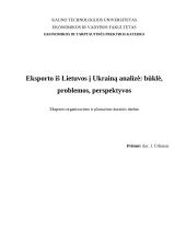 Eksporto iš Lietuvos į Ukrainą analizė: būklė, problemos, perspektyvos